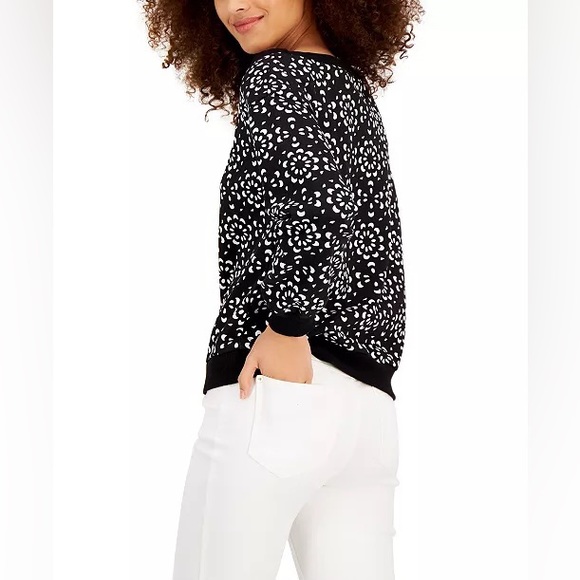 NWT INC INTERNATIONAL CONCEPTS ABSTRACT-PRINT SWEATER JIL FLOWER XS - Picture 3 of 5